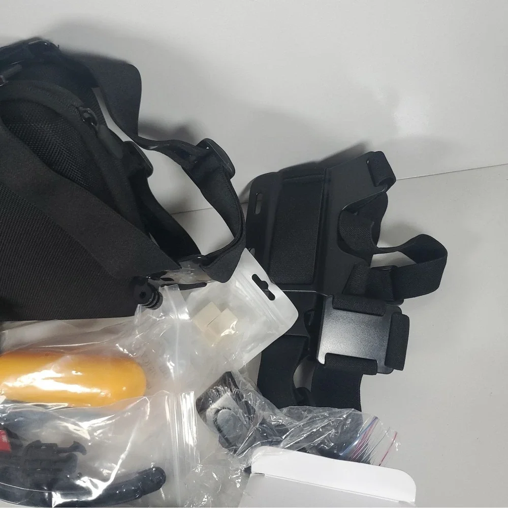 GoPro Hero4, Two Batteries, And Accessories Lot. Mounts, Body And Head Harness